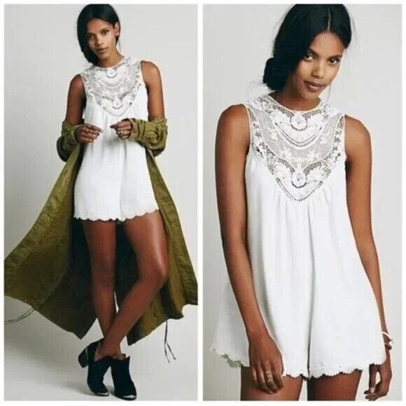 JEN'S PIRATE BOOTY for FREE PEOPLE White Wanderlust Romper Lace - Picture 2 of 12